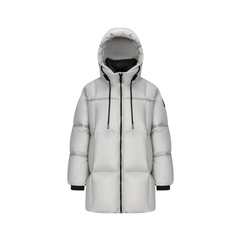 Ai Lai Down Jacket Women's Fashion Hooded Removable U-shaped Pillow Commuting Warm New Year's Jacket Pine Mist Gray M