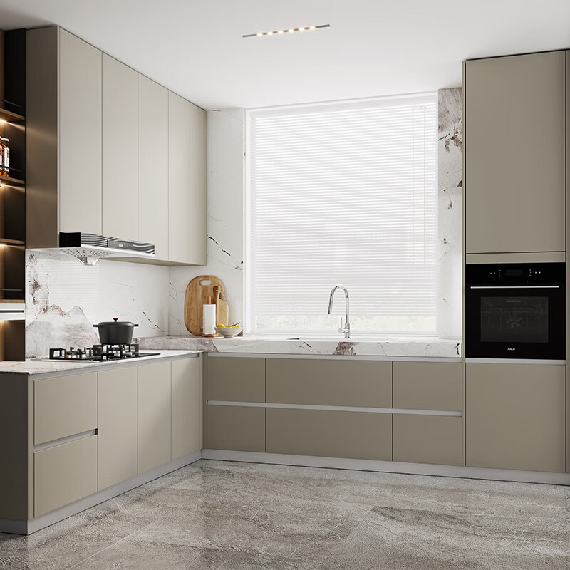 Gold Medal Kitchen Cabinet Kitchen Cabinet Customized Overall Kitchen Kitchen Cabinet Decoration Modern Simple Quartz Stone Countertop Cabinet Package 3 linear meters + stove