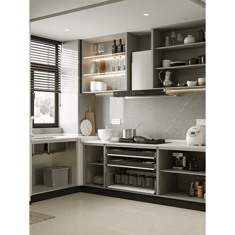 Oppein Kitchen Cabinets Integrated Kitchen Cabinets Home Open Stove Cabinets Cabinets Integrated Kitchen Cabinets Customized Cabinet Package Customized Prepayment (3m Countertop + 3m