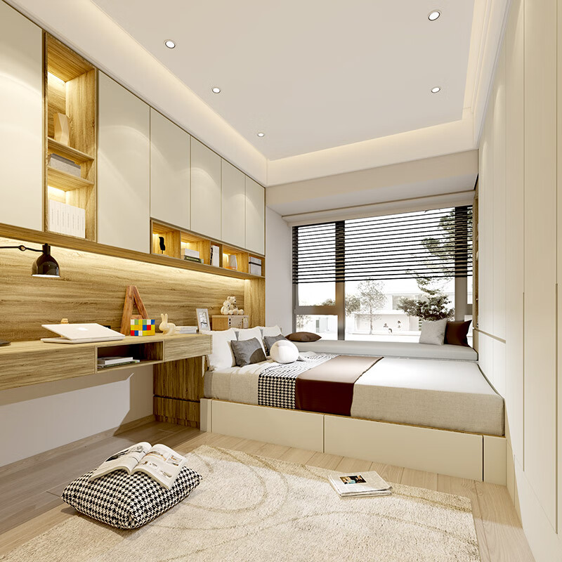 Gold Medal Wardrobe Tatami Whole House Customized Bed Wardrobe Desk Integrated Bedroom Furniture Customized Storage Multi-Function Room Prepayment