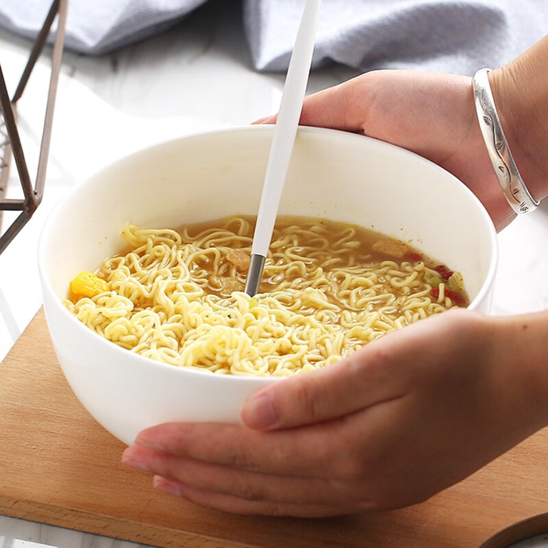 Ci Xiuyuan 7-inch instant noodle bowl ceramic bowl household Korean bone china bowl rice bowl large soup bowl large bowl creative tableware set 7-inch straight mouth noodle bowl (width 18.3cm, height 8cm)
