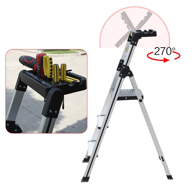 Ruiju folding herringbone ladder 7-step wide step ladder aluminum alloy ladder thickened multi-function multi-function ladder 1.5v