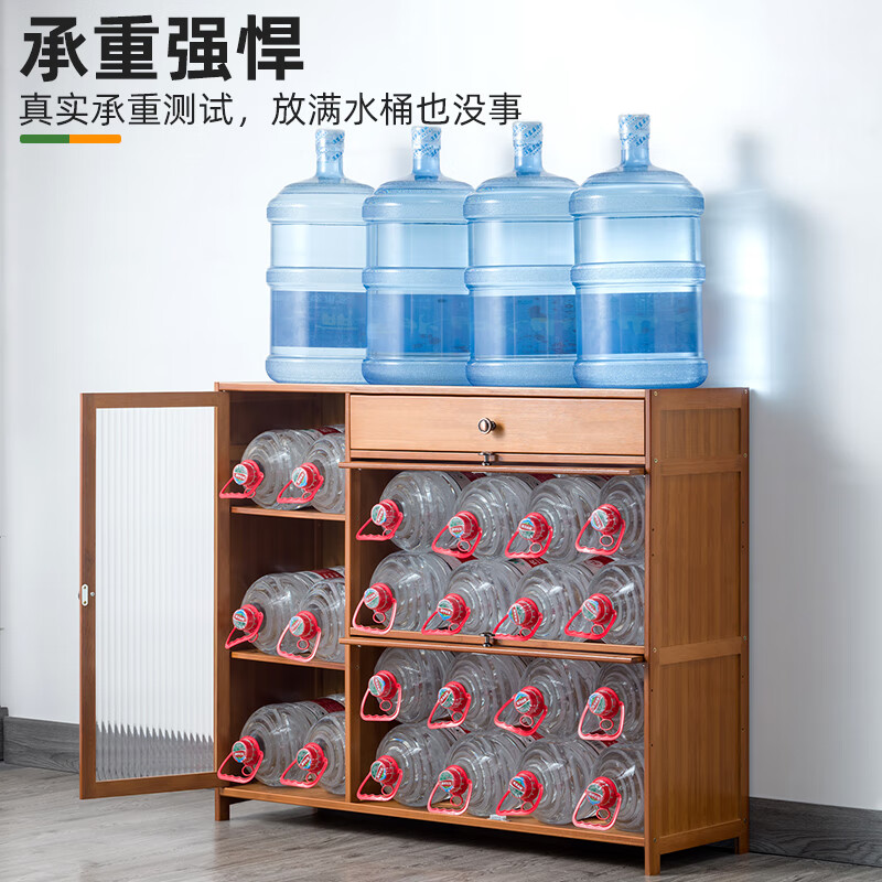 Trojan kitchen shelf Nordic sideboard microwave oven home living room cabinet home solid wood multi-function storage cabinet wine cabinet Changhong transparent door four doors 135 long