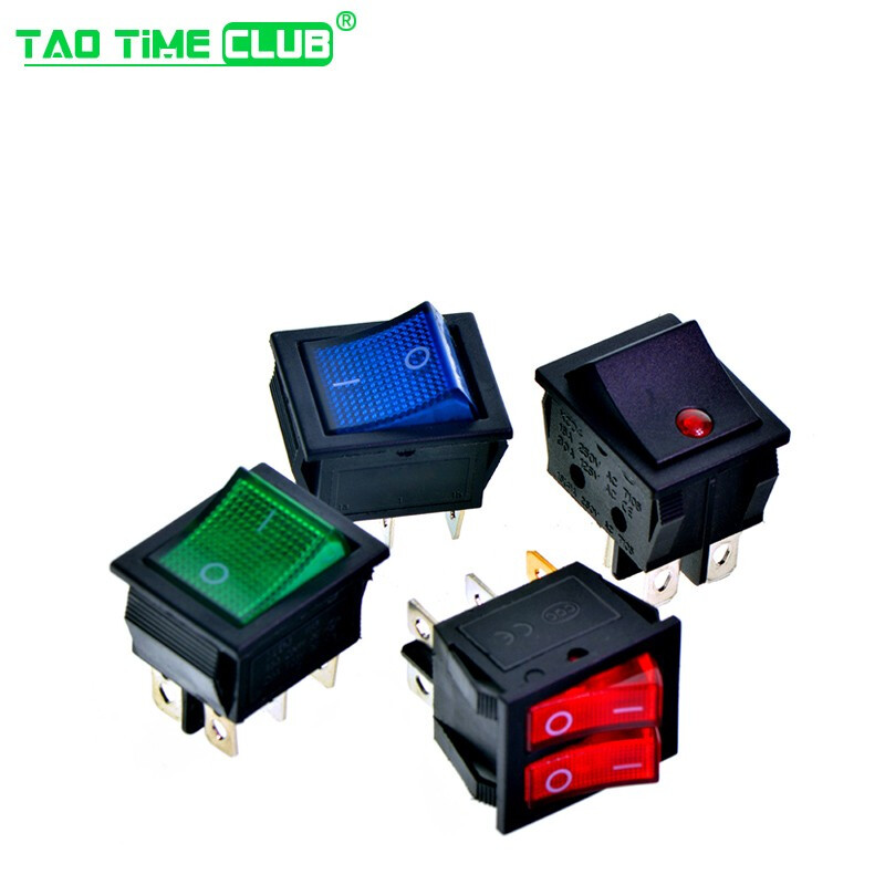 KCD4 boat switch boat switch rocker power button 4 6-pin red light green light 31x25mm16A250V 30A switch 2-speed 6-pin red with light (1 piece)