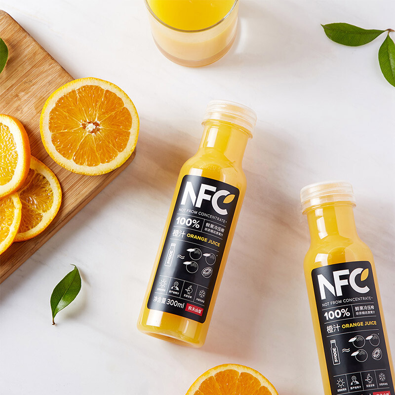 Nongfu Spring 100% pure juice NFC orange juice 300ml*24 bottles of fresh fruit cold pressed 0 additive beverage New Year gift box