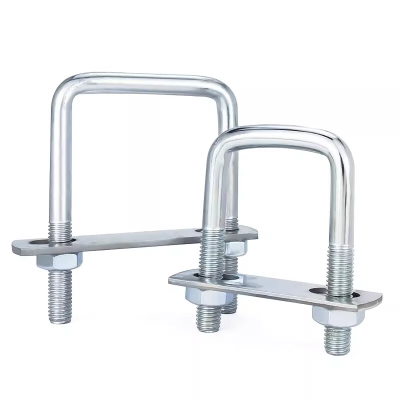 Jinchao galvanized square U-shaped pipe clamp right-angle bolt wire buckle hoop extended retainer connector M6M8M10 M6*30*80 (1 piece)