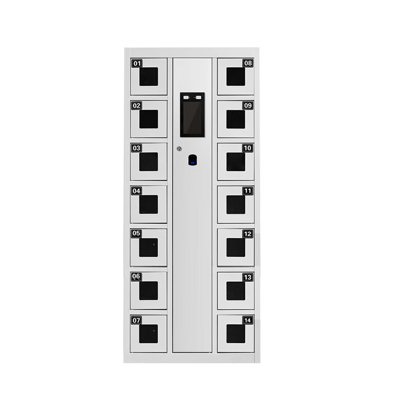 Huayu Huiyang Intelligent Class Scheduling System Mobile Phone Storage Cabinet Face Recognition Fingerprint Double Authentication Alarm Function 14 Doors Vertical Version ZNG034