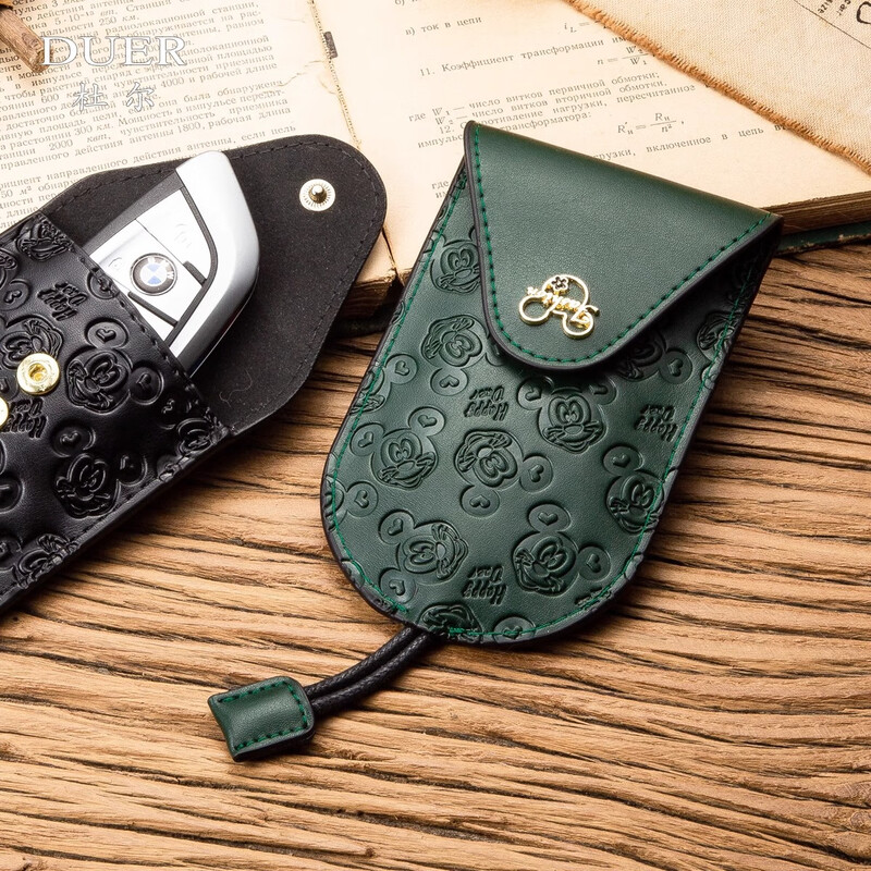 Dürr cowhide car key bag women's cowhide large capacity key bag simple remote control storage bag men's key buckle black