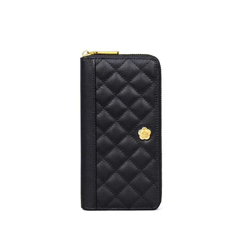 CHALL KITTY light luxury cowhide wallet women's long multi-card slot coin card clutch birthday gift large capacity for girlfriend and wife black - fashionable and versatile commuting brand