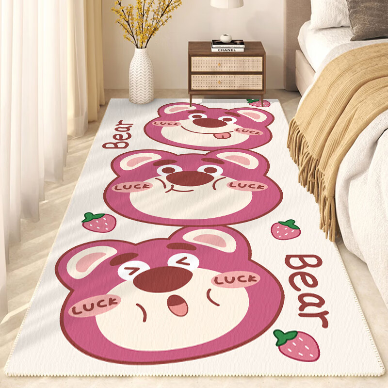 Jixiang thickened cartoon bedside blanket bedroom strip children's room wash-free balcony tatami bay window customizable living room carpet Doraemon Dora 60X160 cm