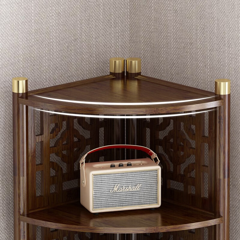 Qifeng corner cabinet corner cabinet modern corner storage rack wall cabinet corner triangle cabinet storage rack living room corner shelf single * six layers (copper feet (double door) corner shelf