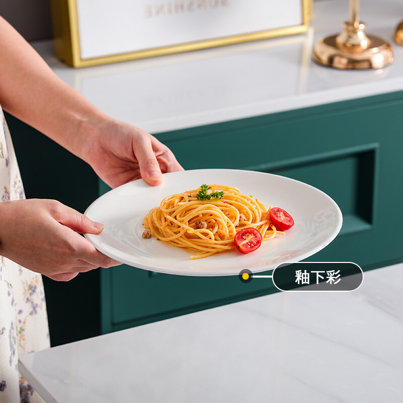 Jie Yajie Ceramic Steak Plate Home Dish Plate 10-inch European Western Plate Hotel Commercial Microwave Oven Available 2 Pack