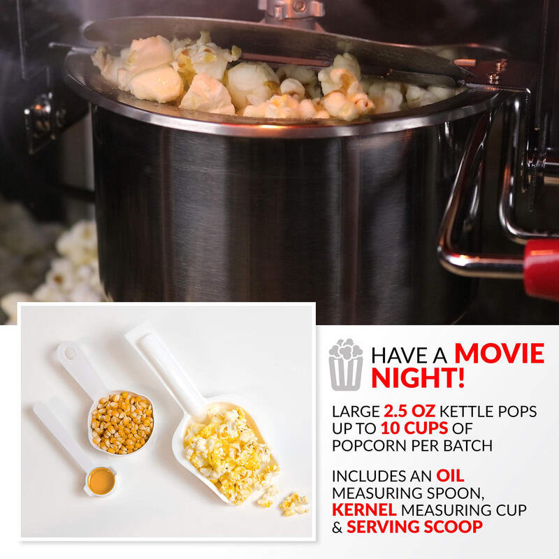 Nostalgia Retro Cinema 70g Popcorn Machine 10 Cups Large Capacity Requires Transformer