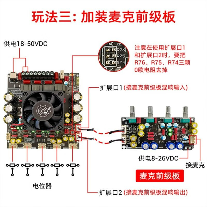 ZK-AS21P fever high power 2.1 channel Bluetooth power amplifier board 300W+300W+600W power amplifier chip TPA3255* fixed potentiometer