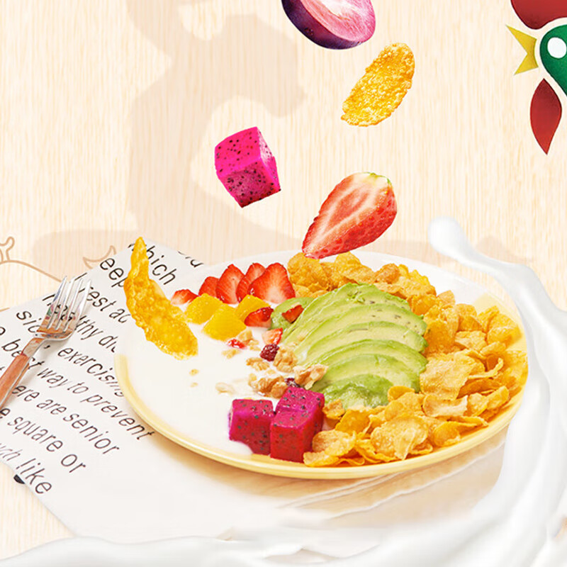 Kellogg's imported corn flakes 500g/box large pack low-fat oatmeal cereal rings ready-to-eat nutritious cereal breakfast meal replacement