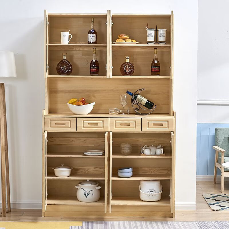 Fazhi Life 2026 new sideboard restaurant solid wood storage cabinet Nordic living room shelf multi-functional storage cabinet wine cabinet sideboard three doors two drawers 90 long 35 wide 105 high