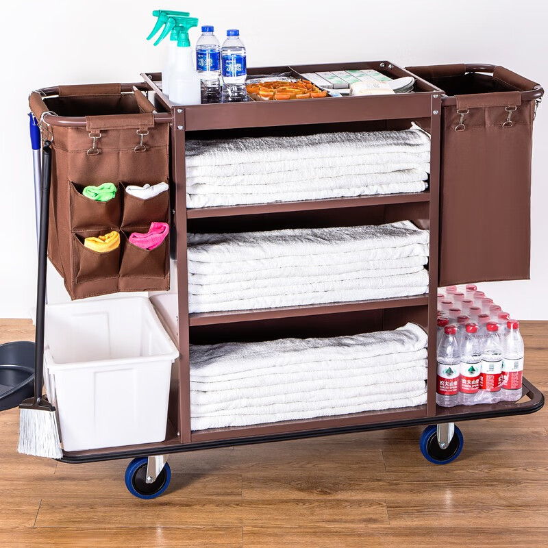 BAI MU GE Luohua Hotel Linen Cart Multifunctional Room Special Silent Cleaning Trolley Hotel Hygiene Cleaning Labor-saving Noise Reduction Thickening (for Tiles) Tools Included