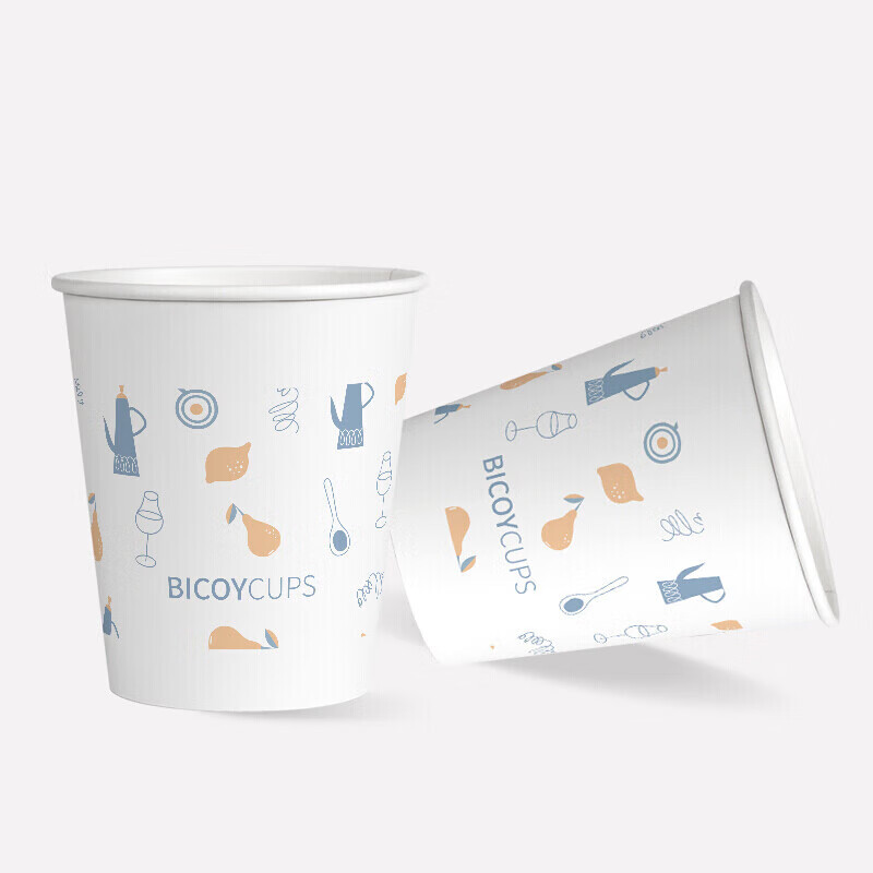 Baicaoyuan Paper Cups Disposable Cups Thickened Paper Cups 1000 Pack Full Box Business Hospitality Tea Cup 220ml Friends