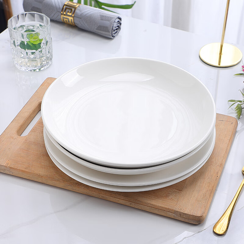 Tai Xinxing 10-inch (26cm) 2-pack ceramic underglaze white porcelain plate vegetable plate fruit plate household deep plate