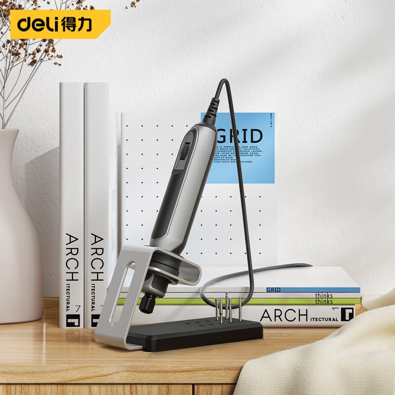 Deli electric grinder small handheld electric grinder polishing artifact jade wood carving pen tool mini electric drill with base 4 speed adjustment plus 31 pieces DL-DM03-S2
