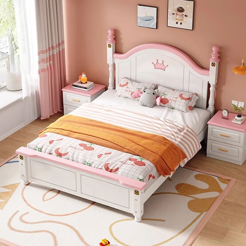 Tongli solid wood children's bed boy bed princess bed modern simple boy bed girl bed student bed single bed pink single bed including installation 1.5m*2.0m