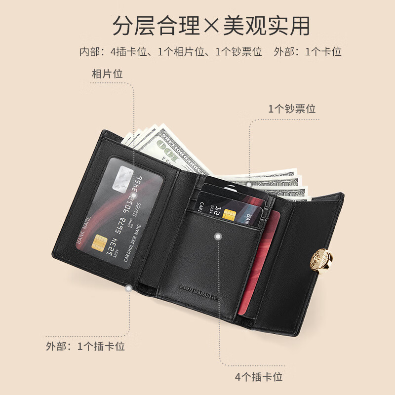 Golf (GOLF) wallet women's leather short multi-card slot card holder women's multi-functional coin purse ID bag gift box birthday gift ivory white