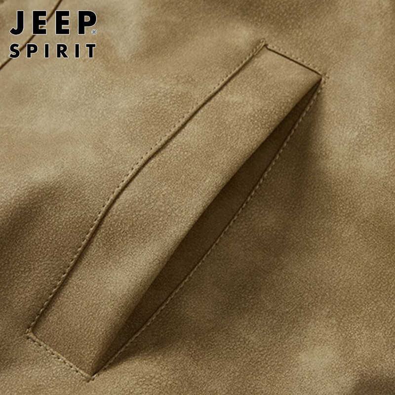 JEEP SPIRIT Jeep jacket men's leather jacket men's velvet thickened warm winter high-end casual American tops