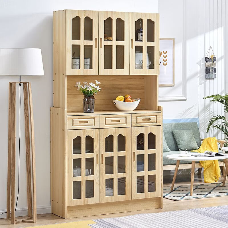 Fazhi Life 2026 new sideboard restaurant solid wood storage cabinet Nordic living room shelf multi-functional storage cabinet wine cabinet sideboard three doors two drawers 90 long 35 wide 105 high