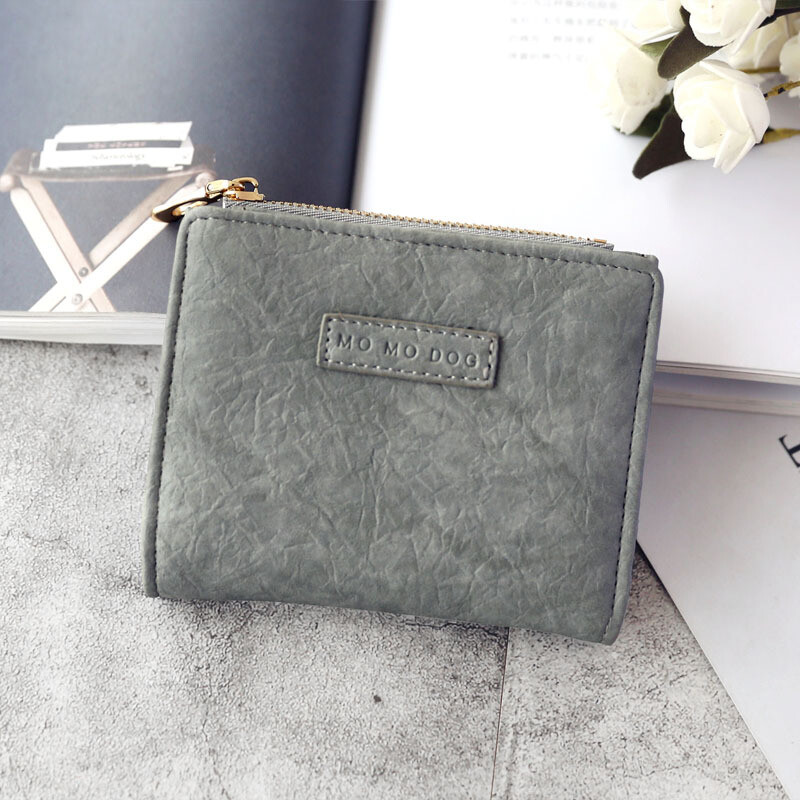 Bags for women 2022 wallet women's short student Korean version cute fresh folding simple literary forest buckle women's bag painted green