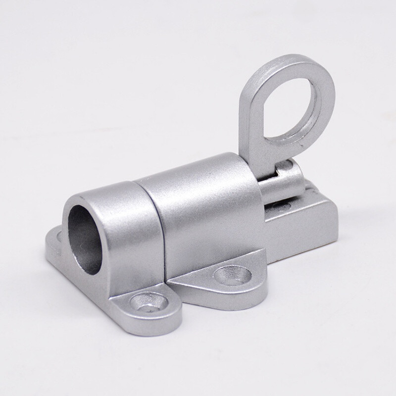IGIFTFIRE thickened aluminum alloy automatic latch lock sliding door surface-mounted aircraft latch lock door bolt spring door and window self-closing lock buckle silver