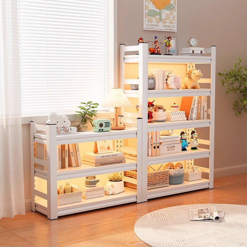 Moxiao steel bookshelf bookcase multi-layer floor-standing home student living room storage book storage shelf white 120*35*183
