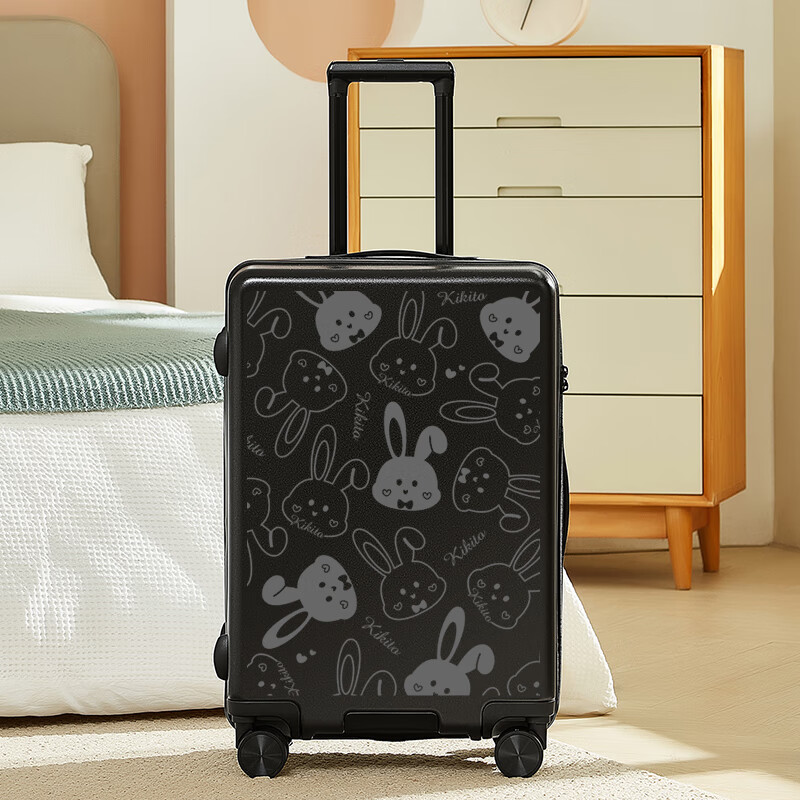 KIKITO Wedding Luggage Wedding Dowry Red Trolley Case Women's Mother Code Suitcase Customizable Leather Case Mother and Child Box-Miss A Rabbit Suit (Red) 24 inches