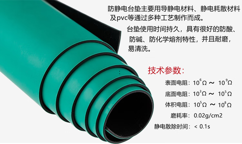 Static leather rubber workshop workbench rubber anti-static table mat laboratory tablecloth repair table mat insulating pad whole roll matte green 0.5m*10m*2mm
