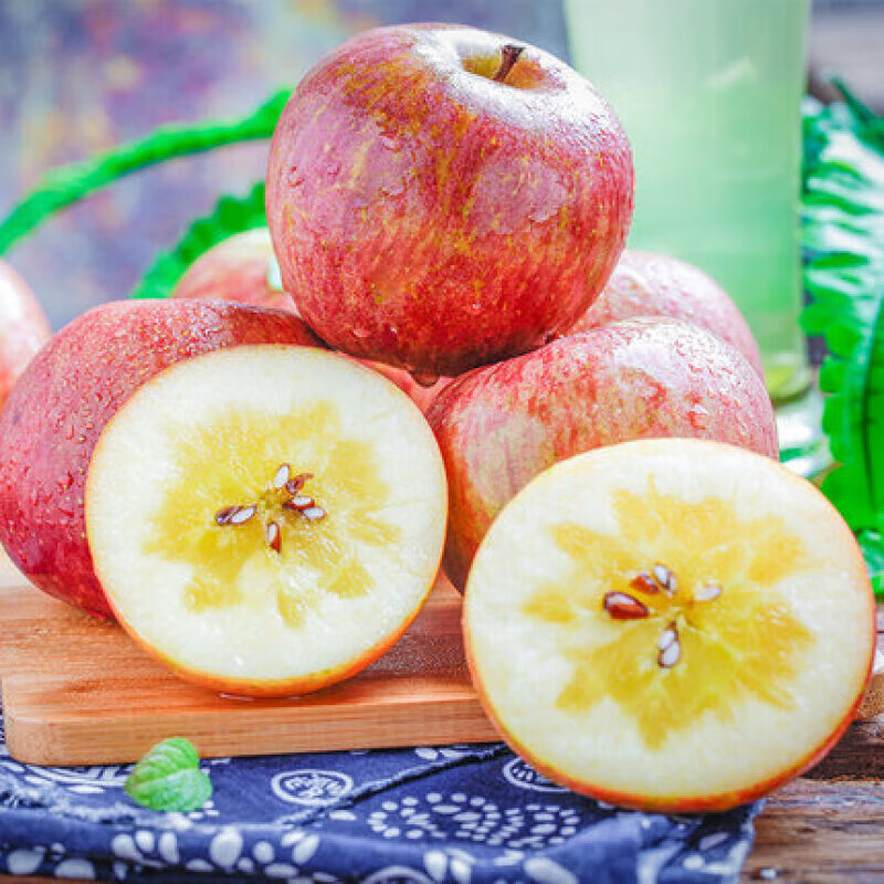 Authentic Xinjiang Rock Candy Heart Apple Seasonal Fresh Fruit Red Fuji Crisp Sweet Ugly Apple New Year Gift Whole Box 10 Jin Single Fruit 80-90mm Net Weight 8.5 Jin+