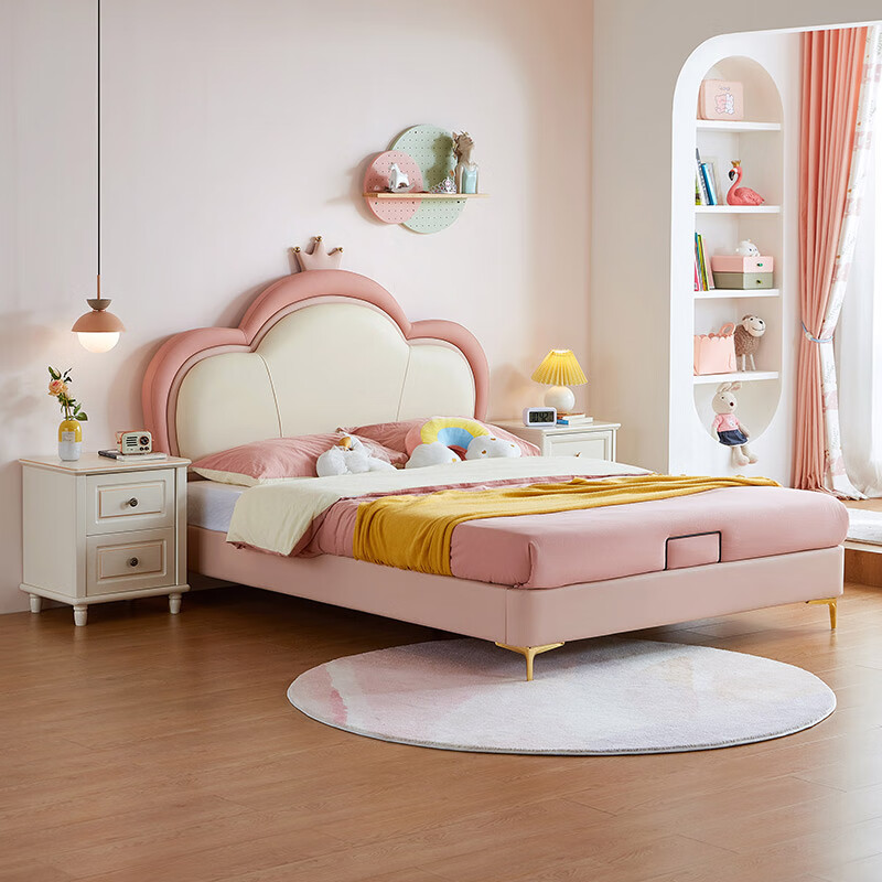 LINSY KIDS Lin's children's bed girl's cloud princess bed single bed princess bed + bedside table * 1 + mattress 1.8 * 2m