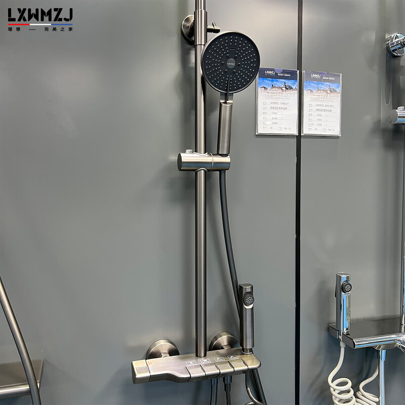 LXWMZJ brand/original minimalist four-function four-outlet piano button design shower head gun gray hot and cold style