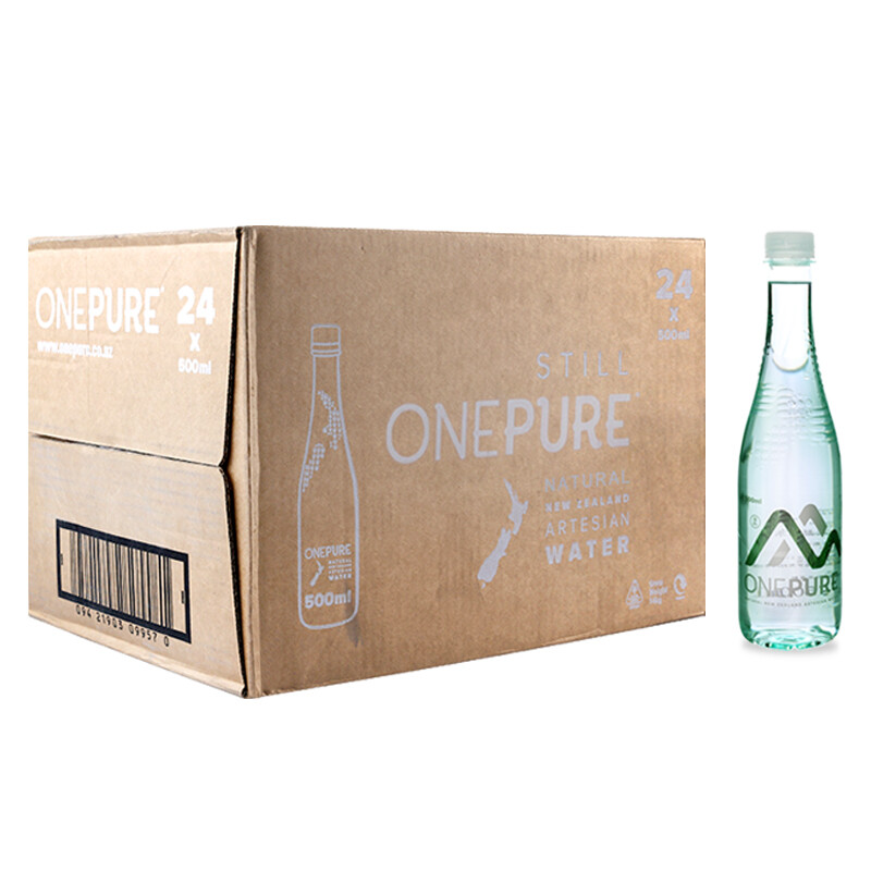 ONE PURE New Zealand imported natural soft mineral water 500ml*24 bottles of high-end weakly alkaline mineral drinking water
