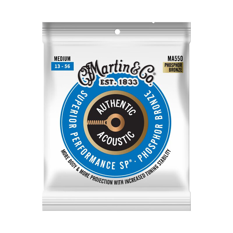 MARTIN guitar strings folk strings complete set of coated acoustic guitar strings MA550 phosphor bronze (013-056)