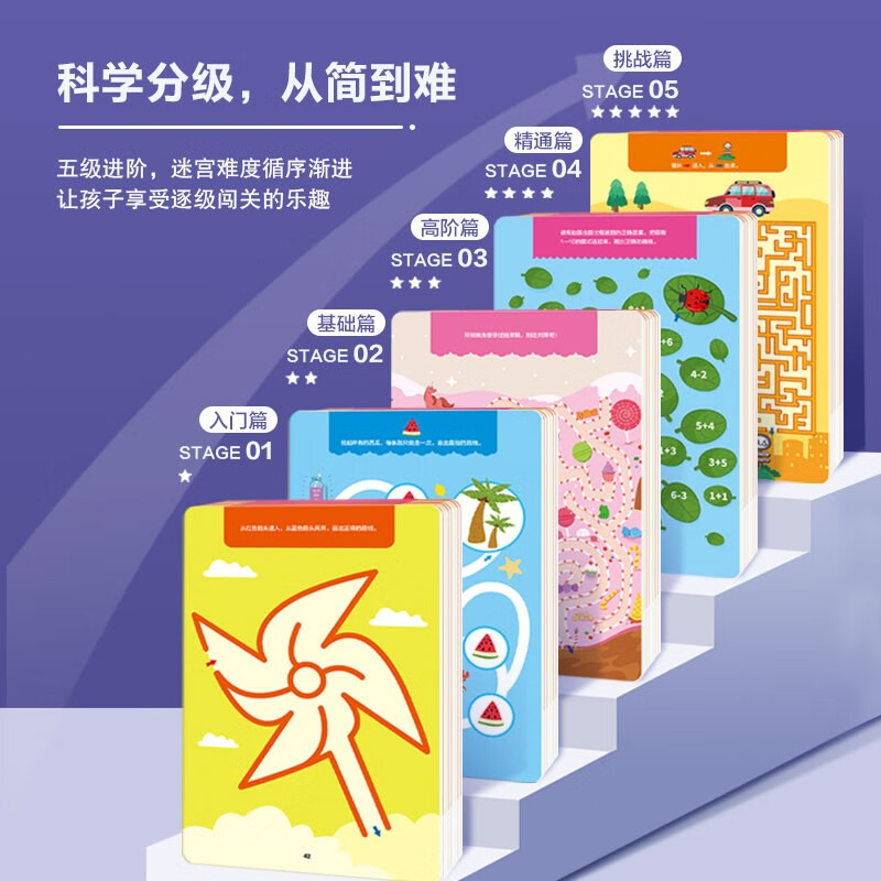 Focus training to find differences for 5-6 years old, intermediate level + children's advanced puzzle maze training mastery (2 boxes in total) children's enlightenment educational early education game to effectively improve children's observation, concentration, logical thinking ability