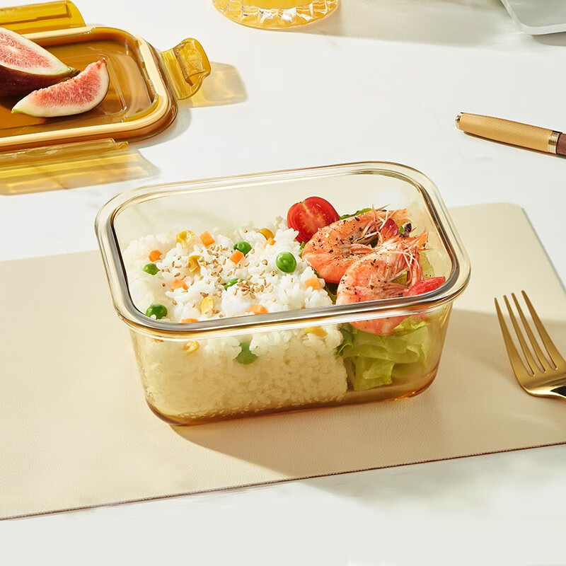 Corning glass lunch box heat-resistant deepened glass crisper storage jar sealed lunch box 800ml lunch box