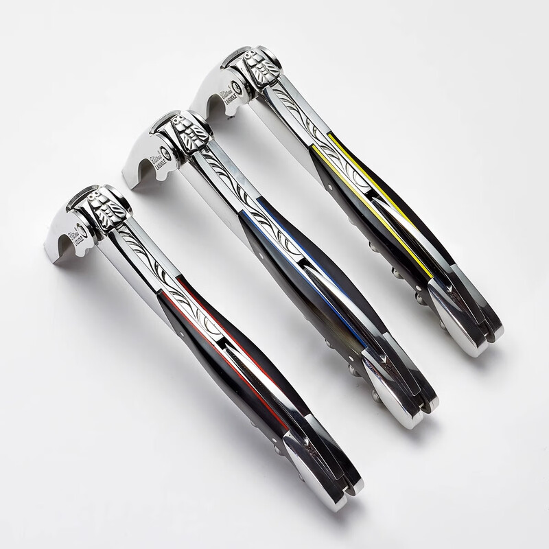 Chateau Laguiole French imported Laguiole wine knife handmade seahorse knife black horn red wine bottle opener luxury black horn upgraded version - yellow edge