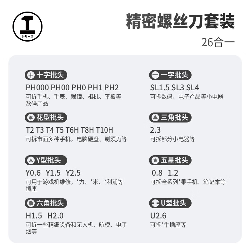GREENER Precision Screwdriver Set 26-in-1 S2 Material Laptop Household Disassembly Tools Full Set Cross One Word