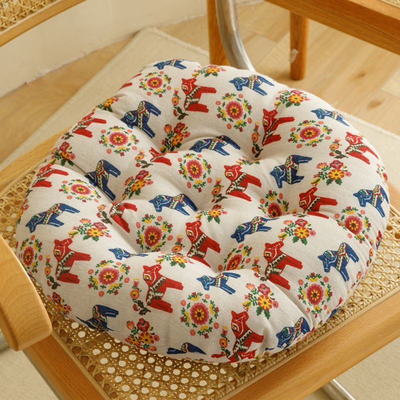 FANCYCHIC Large Cushion Large Futon Bay Window Cushion Japanese Tatami Sitting Floor Cushion Reliable Thick Cotton and Linen Style Round-Colored Trojan Diameter 45cm