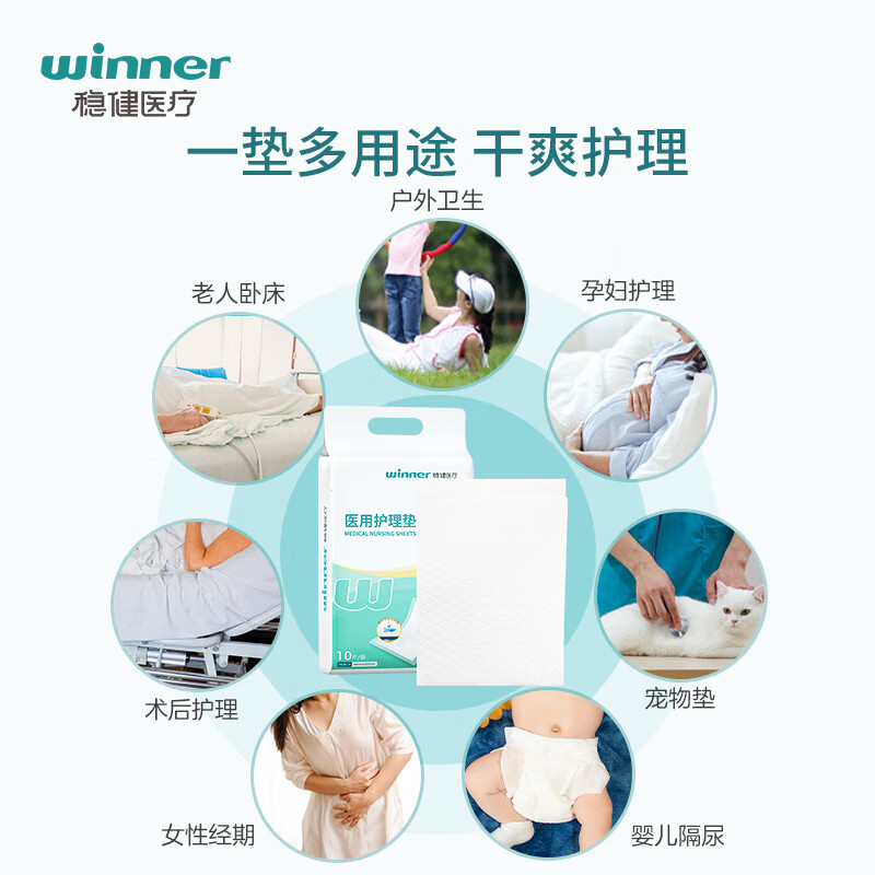 Robust medical adult care pad disposable anti-seepage and urine barrier elderly infant maternal puerperal pad 60*90cm 10 pieces/bag