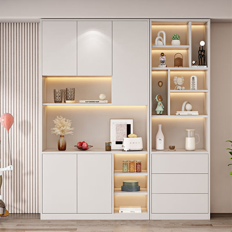 Guansi light luxury wine cabinet display cabinet solid wood glass door wine rack high-end living room furniture modern multi-functional wall sideboard 0.8m wine cabinet + 1.2m sideboard combination