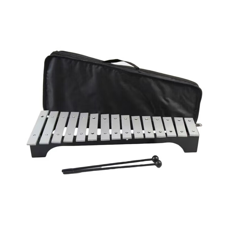 Geyue accurate 15-tone aluminum plate piano percussion children's musical instrument music toy hand-knocked xylophone Orff teaching aids silver 15-tone + musical instrument bag + music score + note stickers