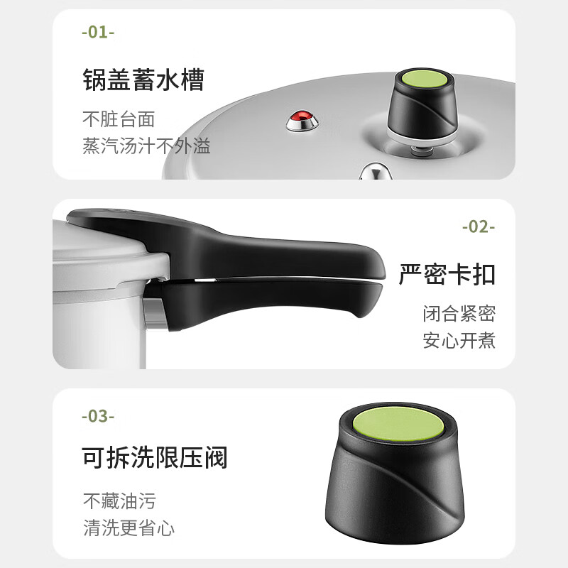 ASD pressure cooker gas open flame explosion-proof six insurance 5.3L aluminum alloy 22CM household pressure cooker YL22S2WG