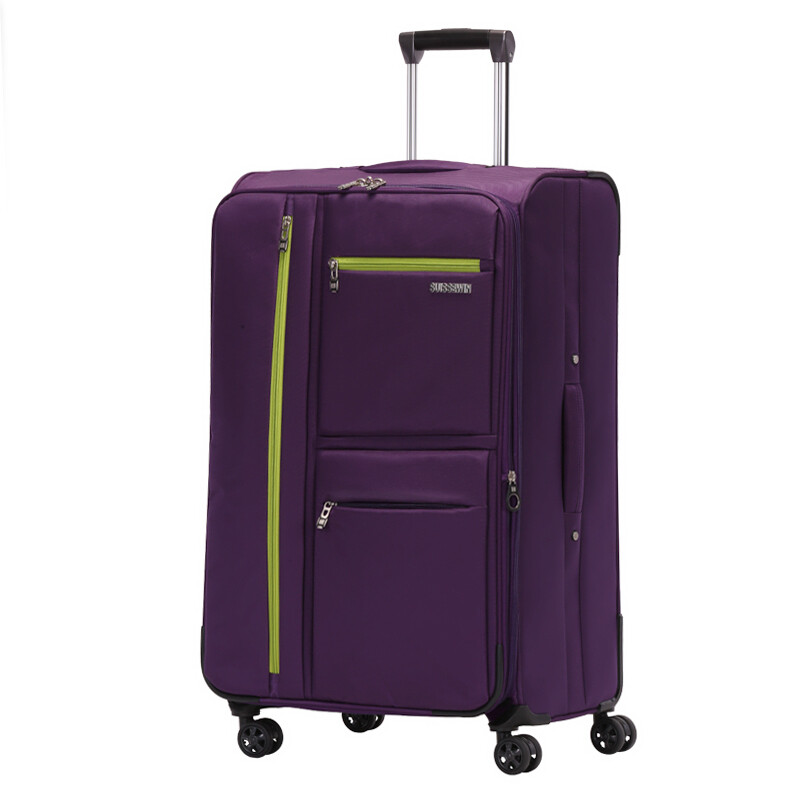 SUISSEWIN wear-resistant Oxford trolley case universal wheel boarding cloth suitcase waterproof suitcase 20 inches purple 6007