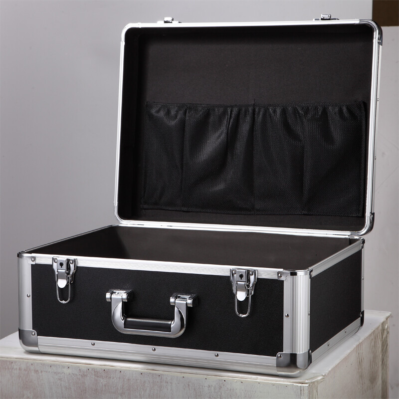 BORY portable multi-functional thickened extra-large aluminum alloy tool box model instrument equipment box shock-proof prop box box black large empty box