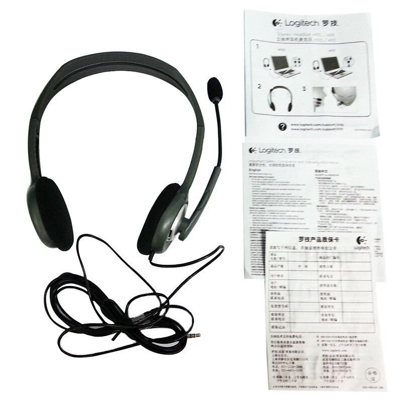 Logitech H111 Stereo Headset with Microphone Computer Laptop Office Headset Black Single Pack